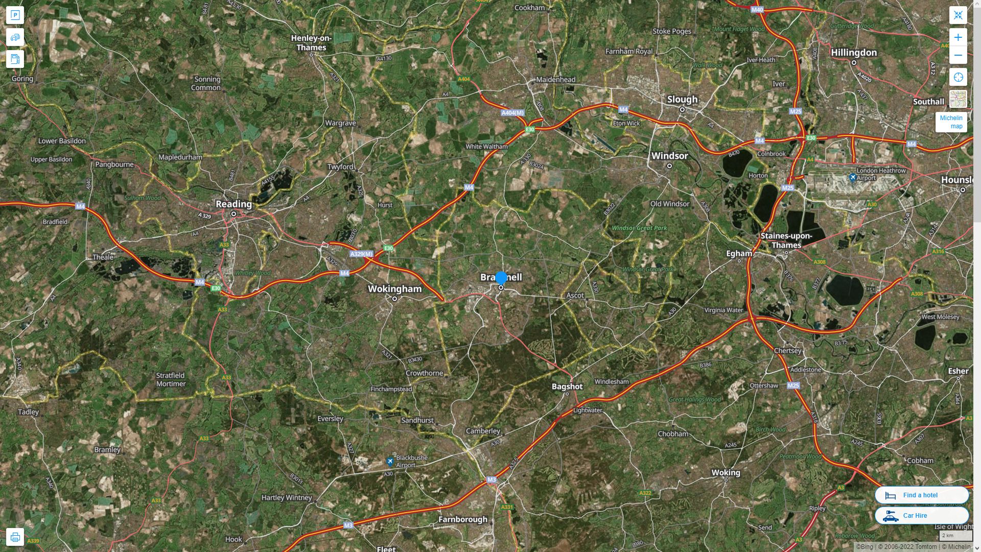 Bracknell Highway and Road Map with Satellite View